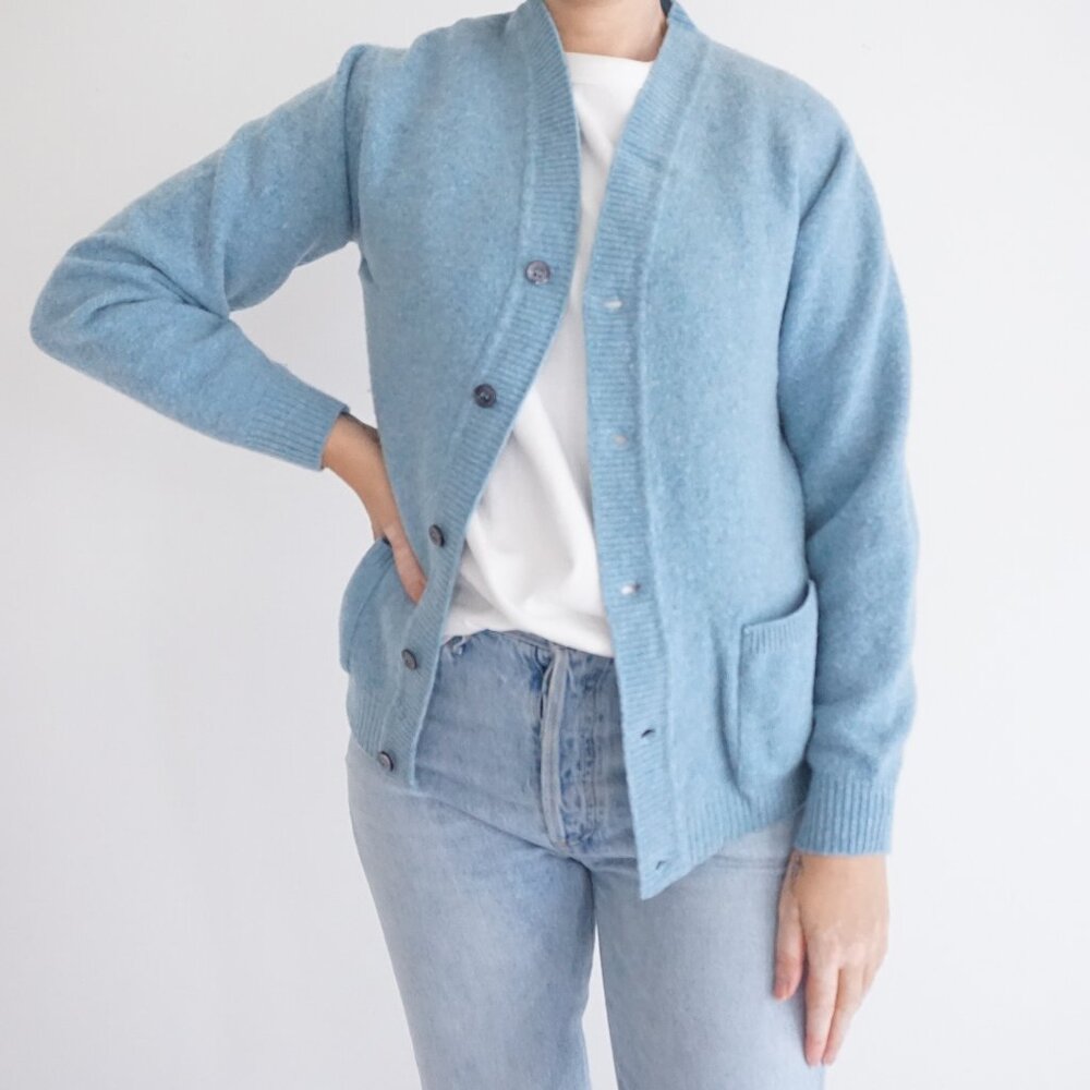Vintage Blue Women's Wool Cardigan Sweater